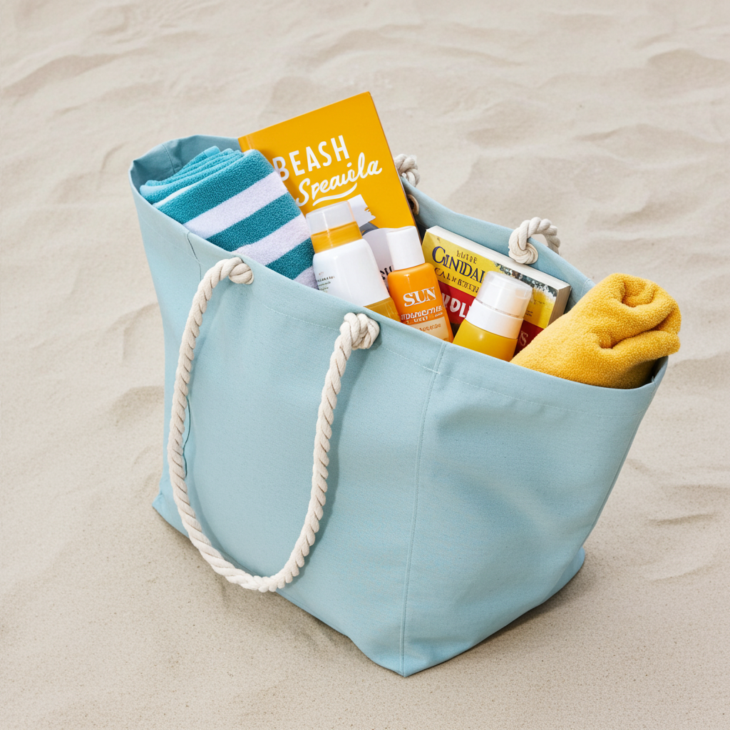 Bolsa grande playa de algodón hecha a mano KHAMALI