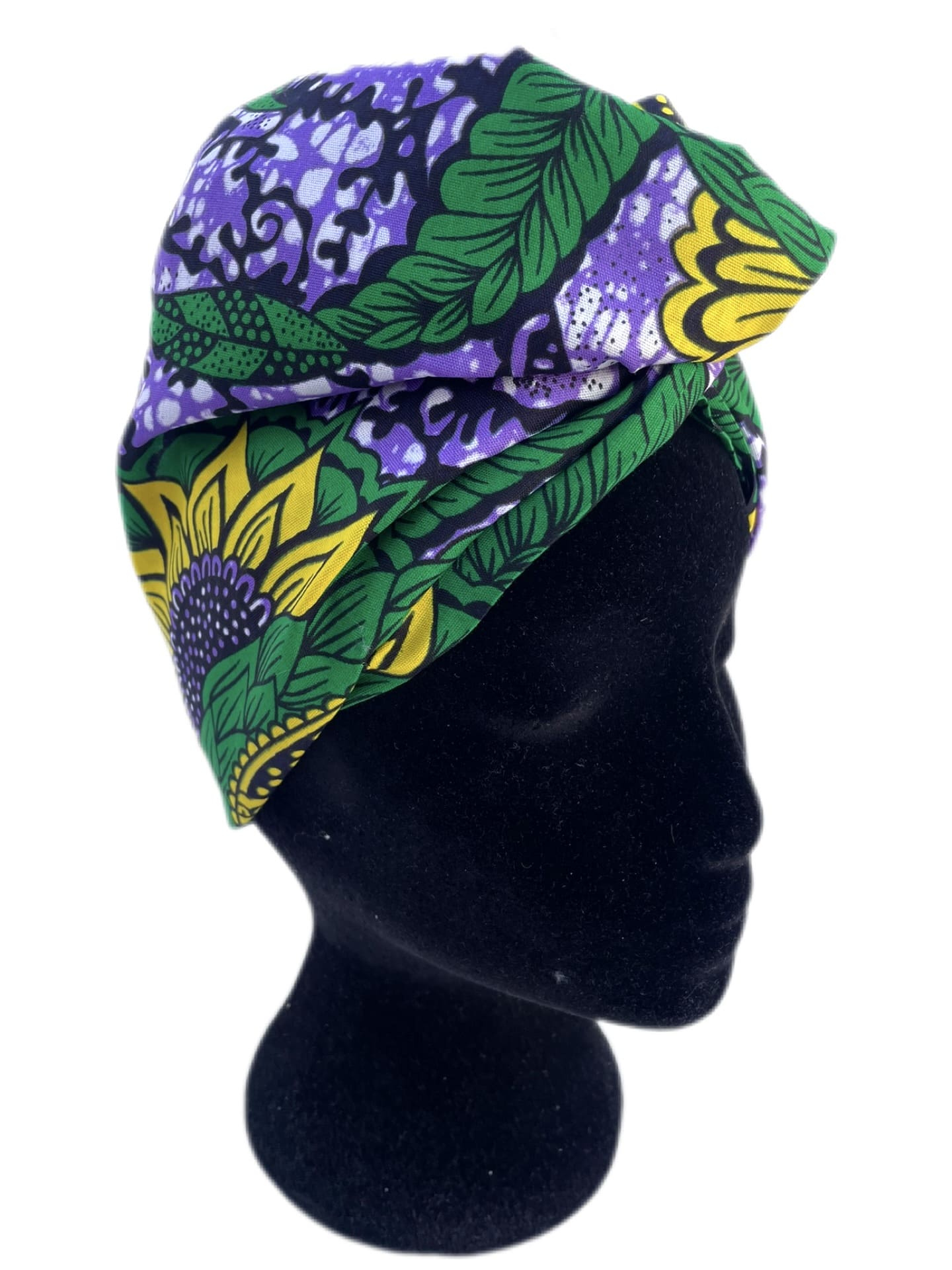 Turbante lila con girasoles KHAMALI