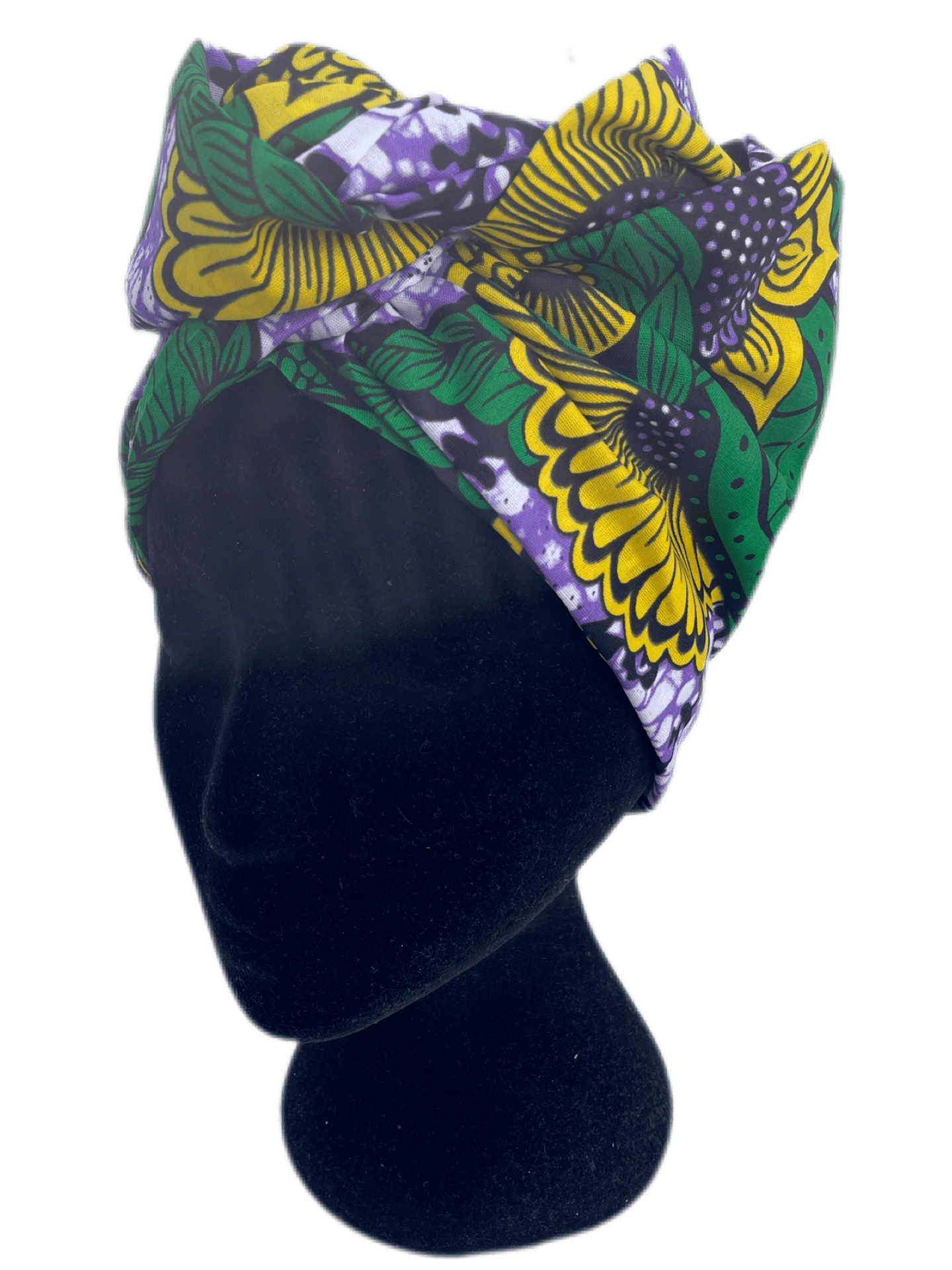 Turbante lila con girasoles KHAMALI