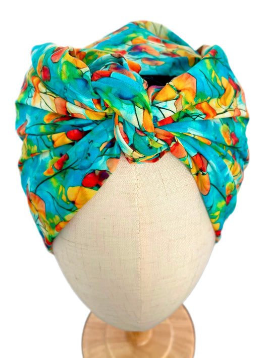 Turbante Completo Boheme Floral Verde