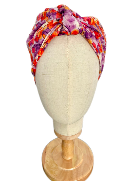 Turbante Completo Boheme Floral Naranja