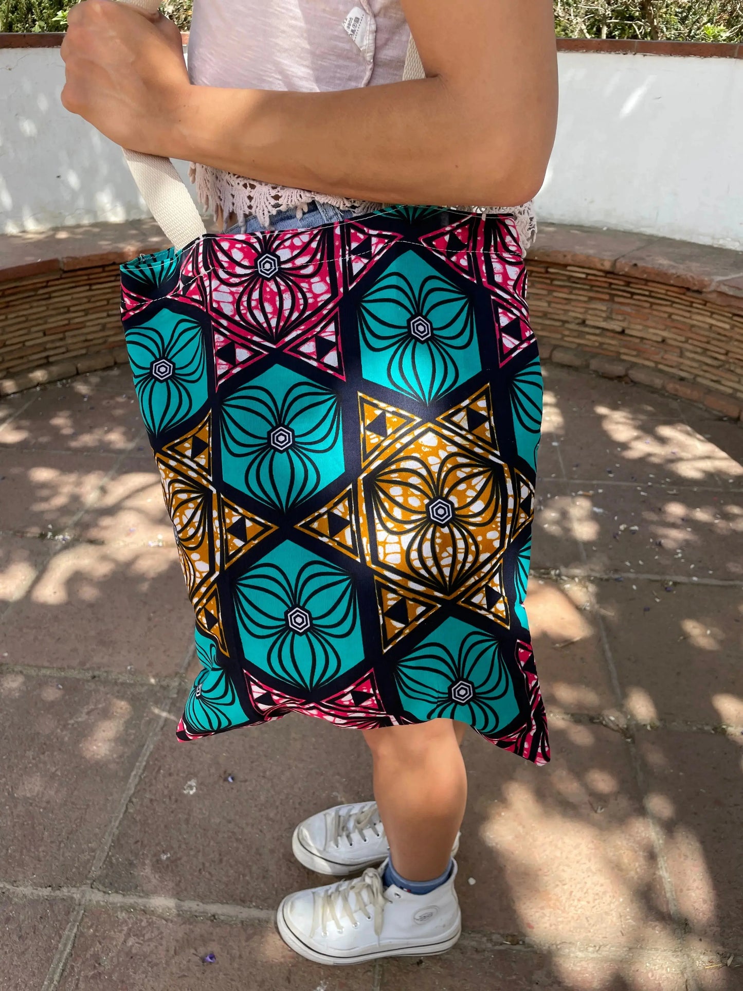 Tote bag hecha a mano con tela africana DUDU - KHAMALI