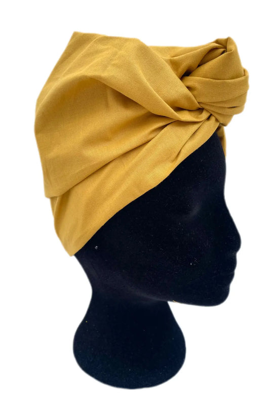 Turbante color ocre cobertura para toda la cabeza KHAMALI
