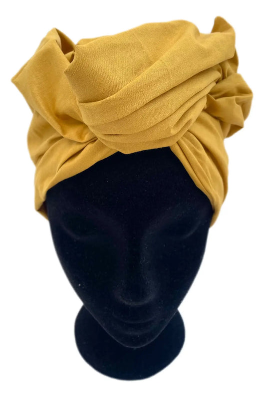 Turbante color ocre cobertura para toda la cabeza KHAMALI