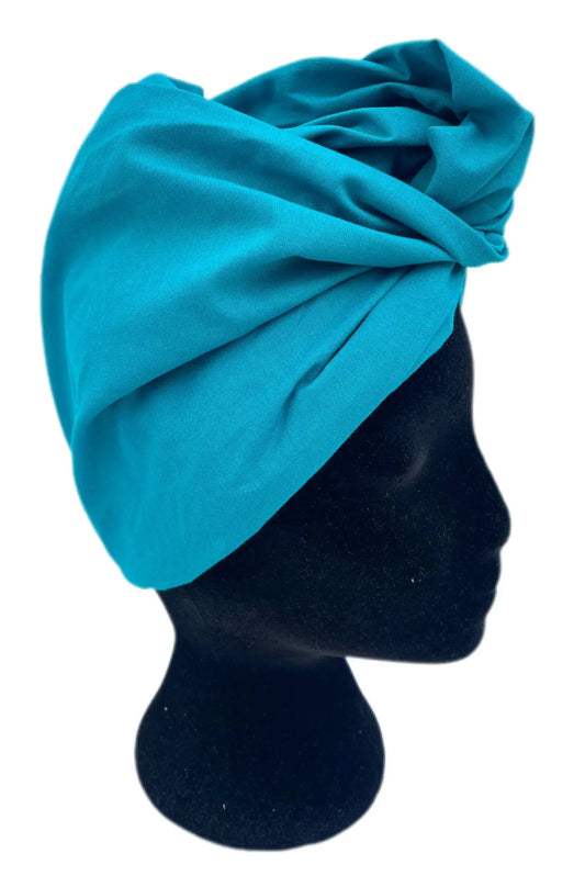 Turbante de tela turquesa para toda la cabeza KHAMALI