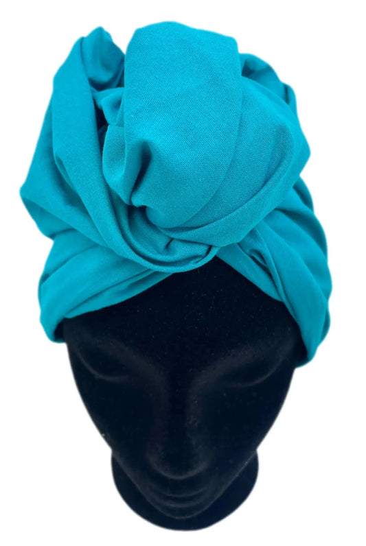 Turbante de tela turquesa para toda la cabeza KHAMALI