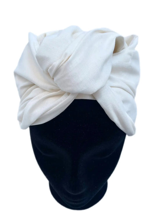 Turbante oncológico color crudo de algodón KHAMALI