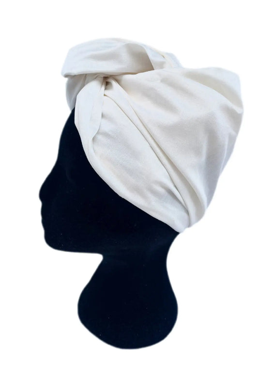 Turbante oncológico color crudo de algodón KHAMALI