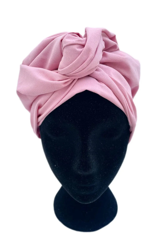 Turbante rosa oncológico toda la cabeza de algodón 100 % KHAMALI