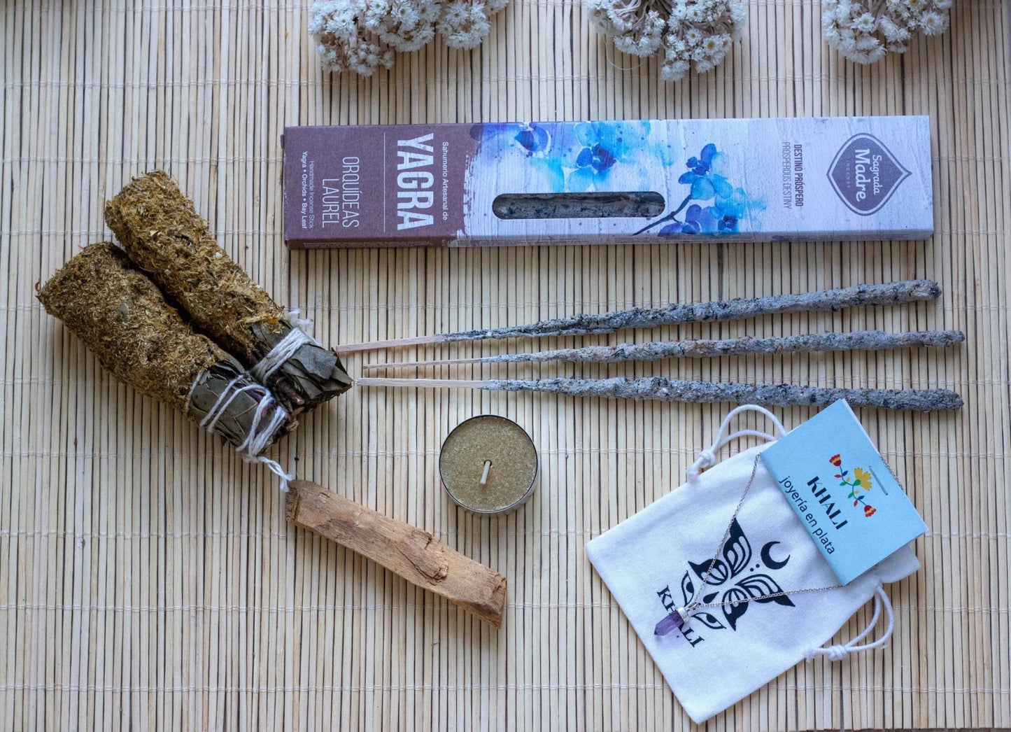 Caja de regalo de autocuidado, paquete de spa para ella, kit de limpieza de la casa, ritual limpieza energética, Caja regalo espiritual - KHAMALI