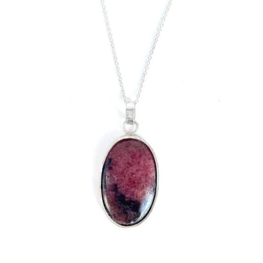 Colgante de rodonita natural en plata 925 - KHAMALI