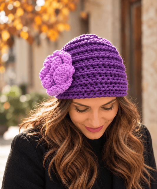 Gorro de lana sintética morado - KHAMALI