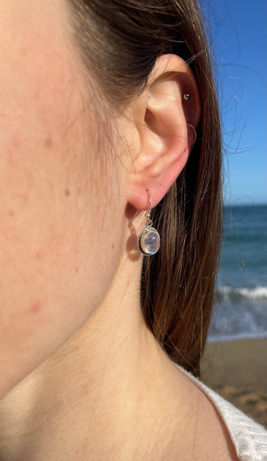 Pendientes de plata 925 con piedra luna natural KHAMALI