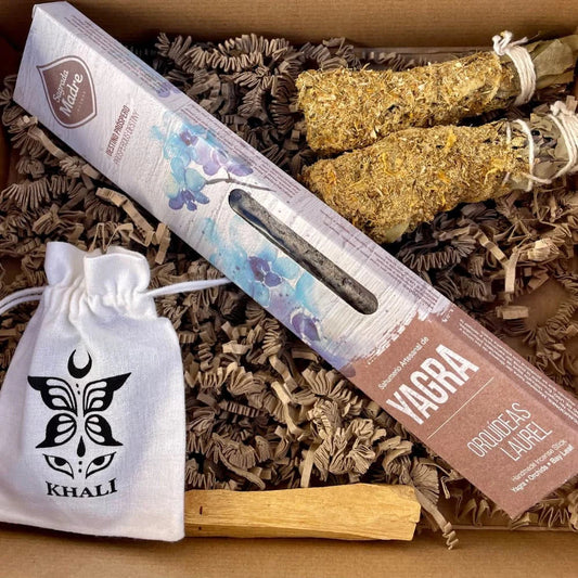 Caja de regalo de autocuidado, paquete de spa para ella, kit de limpieza de la casa, ritual limpieza energética, Caja regalo espiritual KHAMALI
