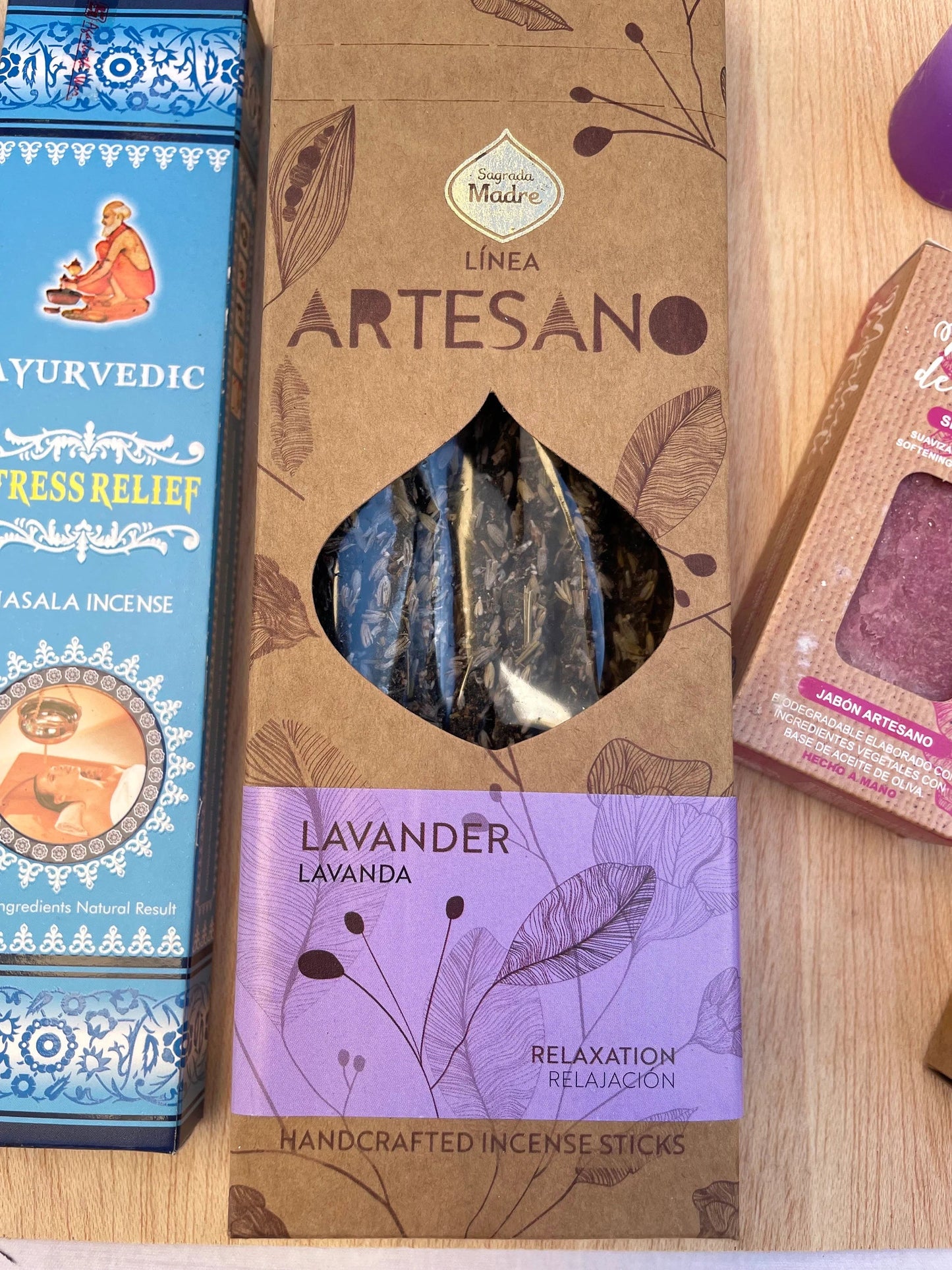 Kit meditación, caja de luxe Antiestrés, , Regalos de spa, Cuidado personal, Incienso natural, Jabón de manteca de karité, Regalo relajante KHAMALI