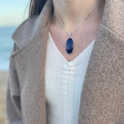 Collar alargado de Lapislázuli natural khamali Shop