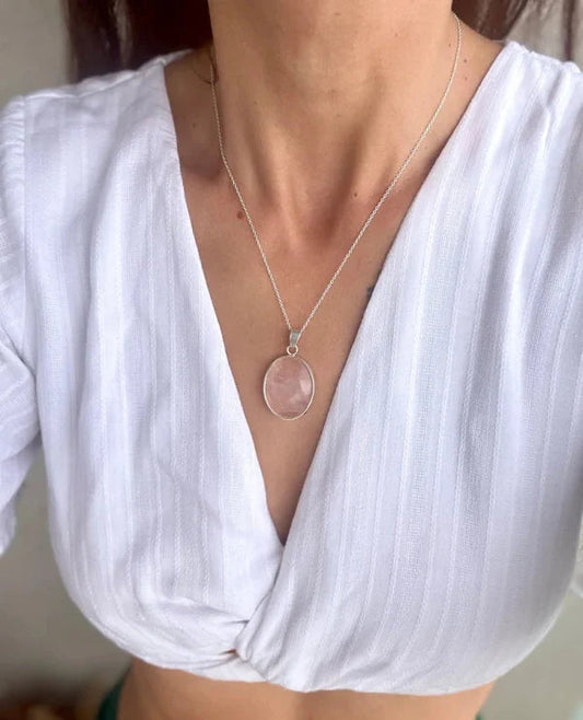 Colgante cuarzo rosa piedra del amor khamali Shop