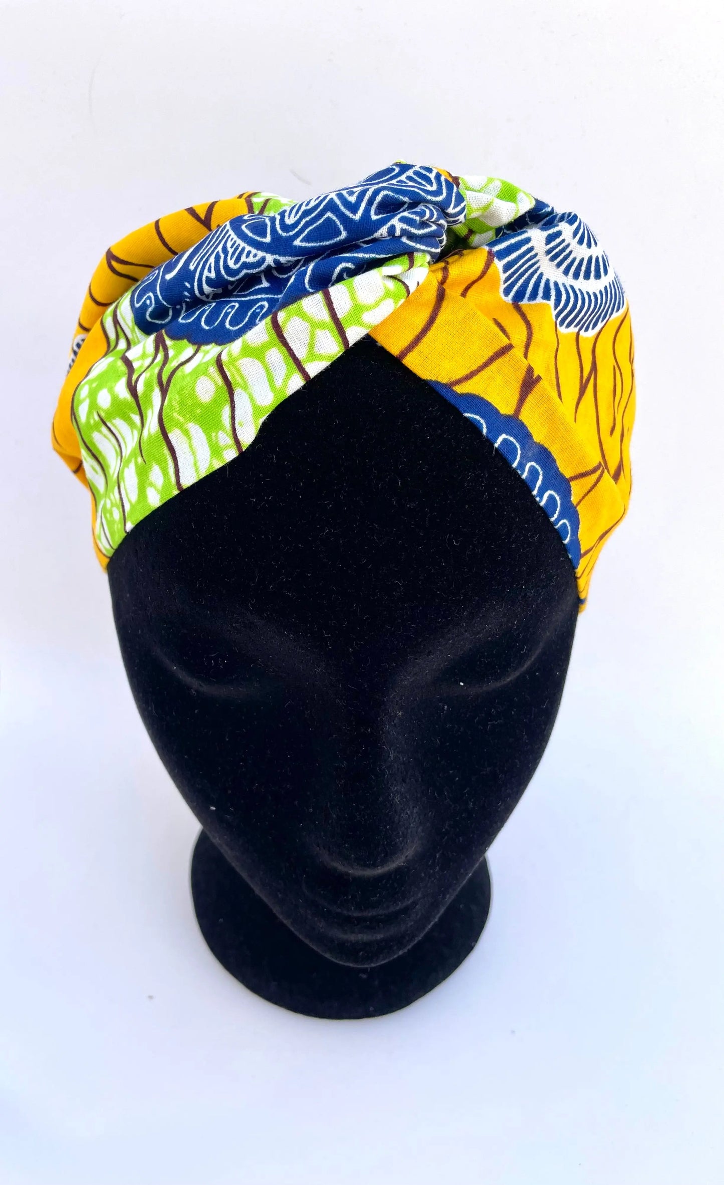 Diadema ancha una capa con flor verde y amarilla estilo boho ajustable - KHAMALI