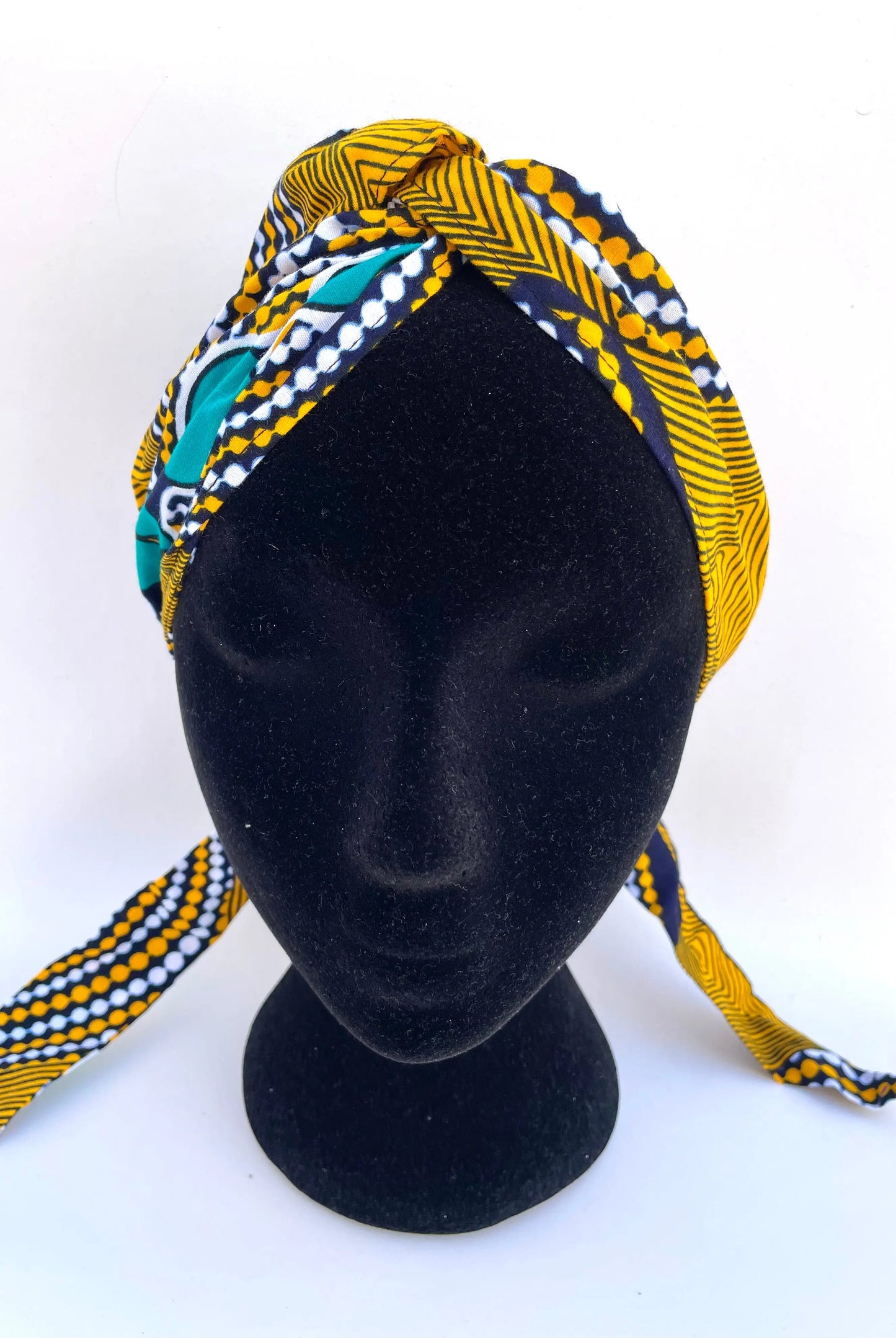 Envoltura cabello una capa cinta ancha color amarilla y azul turquesa - KHAMALI