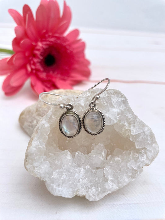 Pendientes de plata 925 con piedra luna natural - KHAMALI