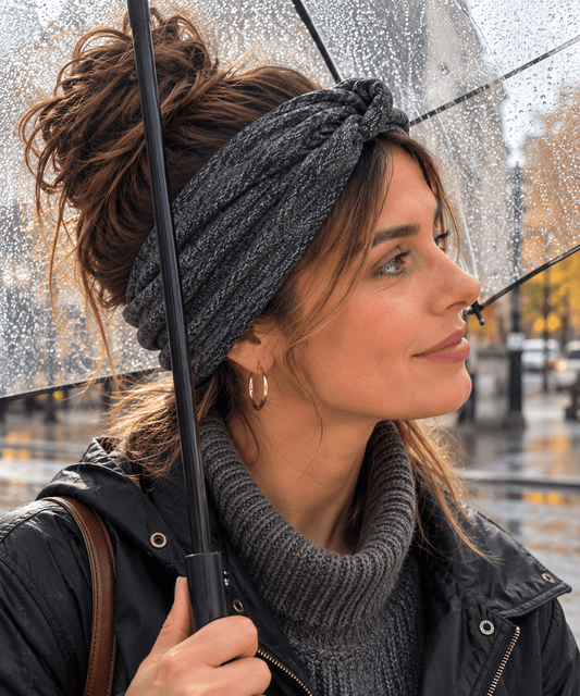 Turbante gris Boho Vintage hecho a mano - KHAMALI