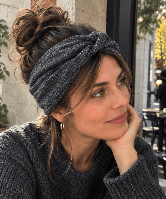 Turbante gris Boho Vintage hecho a mano - KHAMALI
