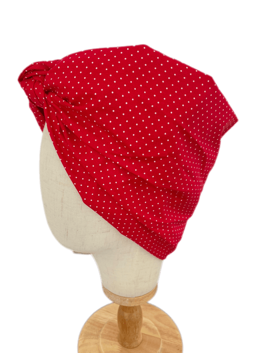 Turbante Integral BOHEME Rojo con Topos Blancos - KHAMALI