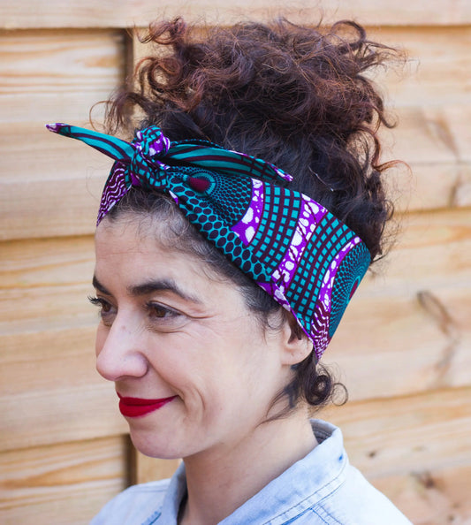 Cinta diadema turquesa y violeta - KHAMALI