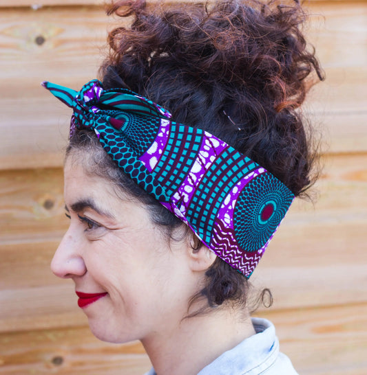 Cinta diadema turquesa y violeta - KHAMALI