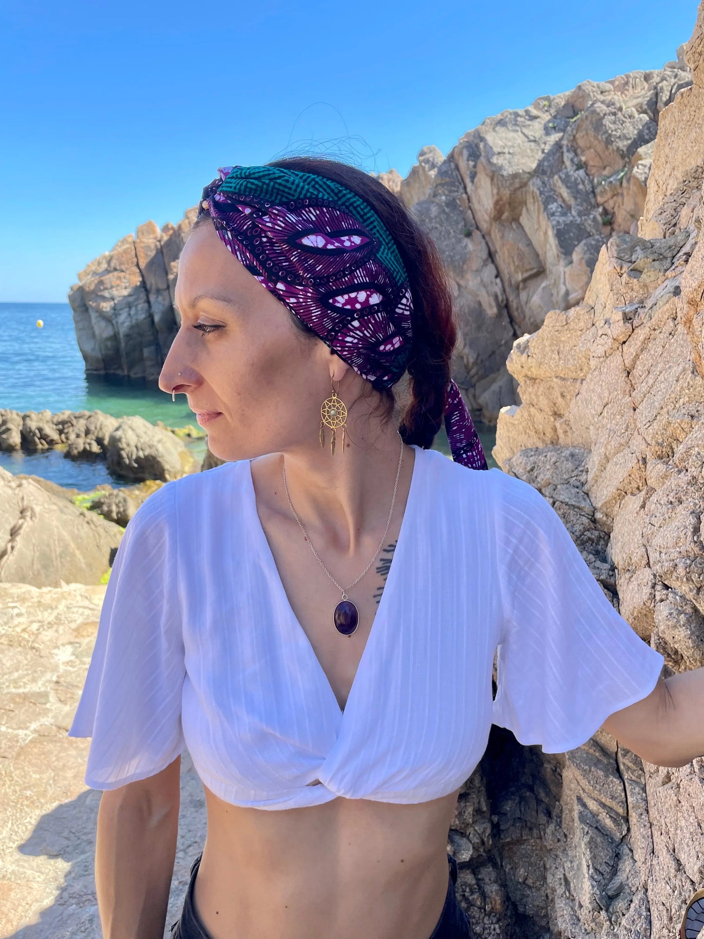 Turbante convertible en top color lila - KHAMALI