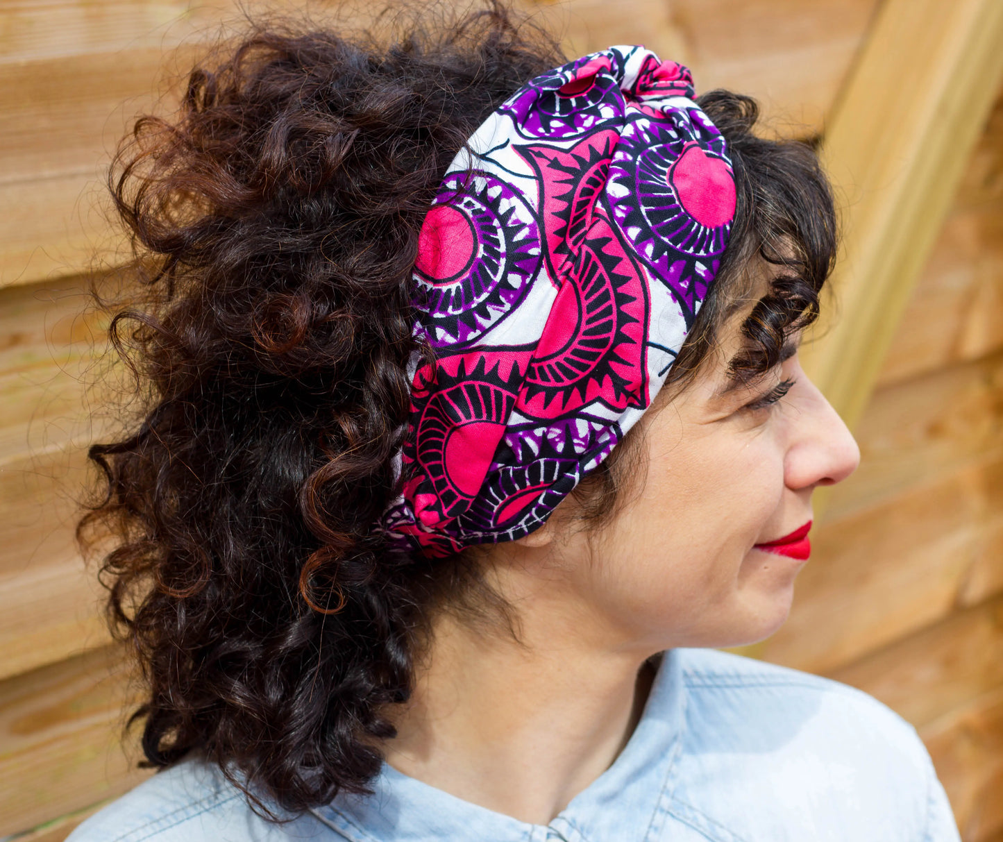 Turbante rosa de algodón una capa ajustable a todas las tallas - KHAMALI