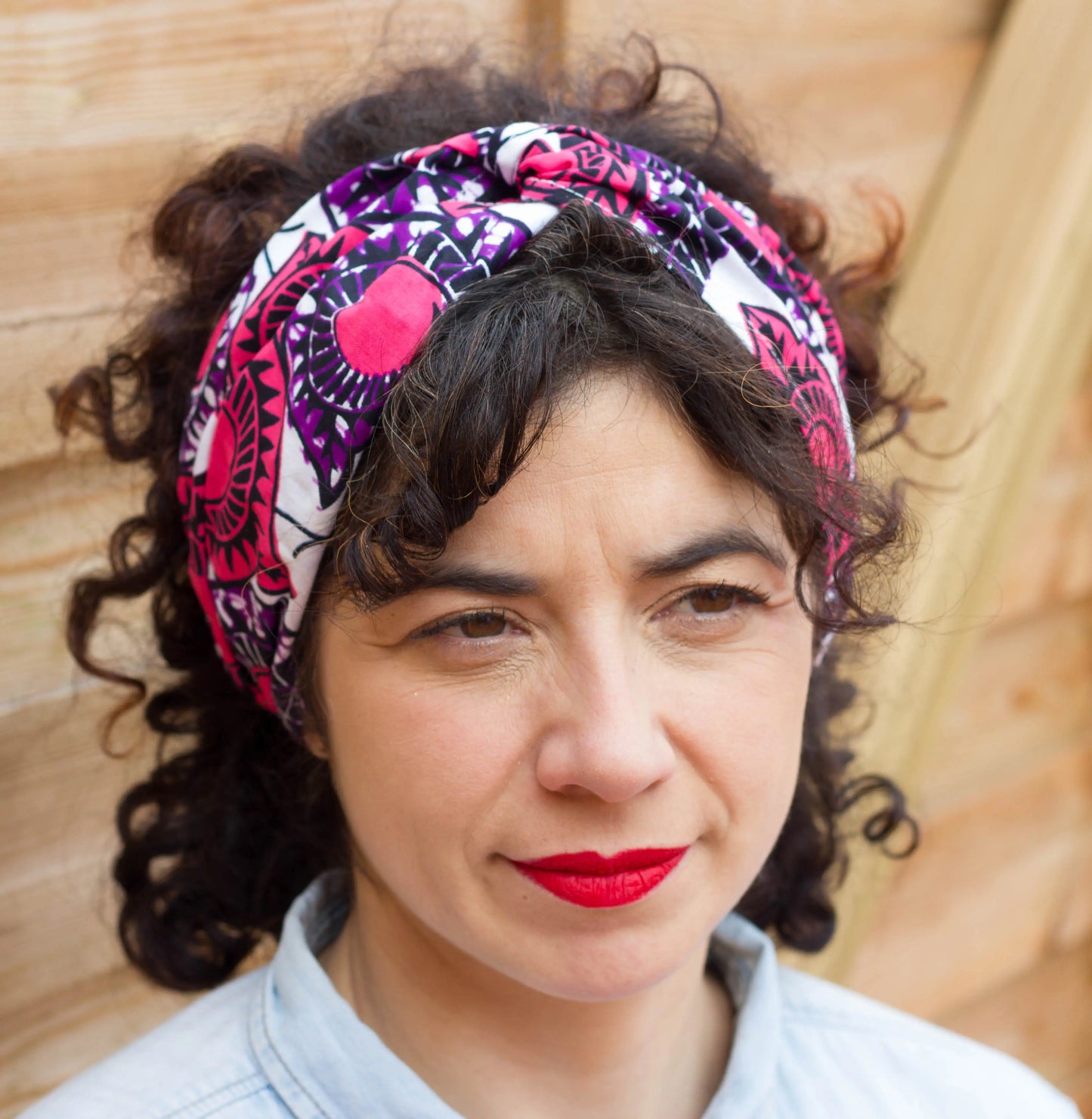 Turbante rosa de algodón una capa ajustable a todas las tallas - KHAMALI