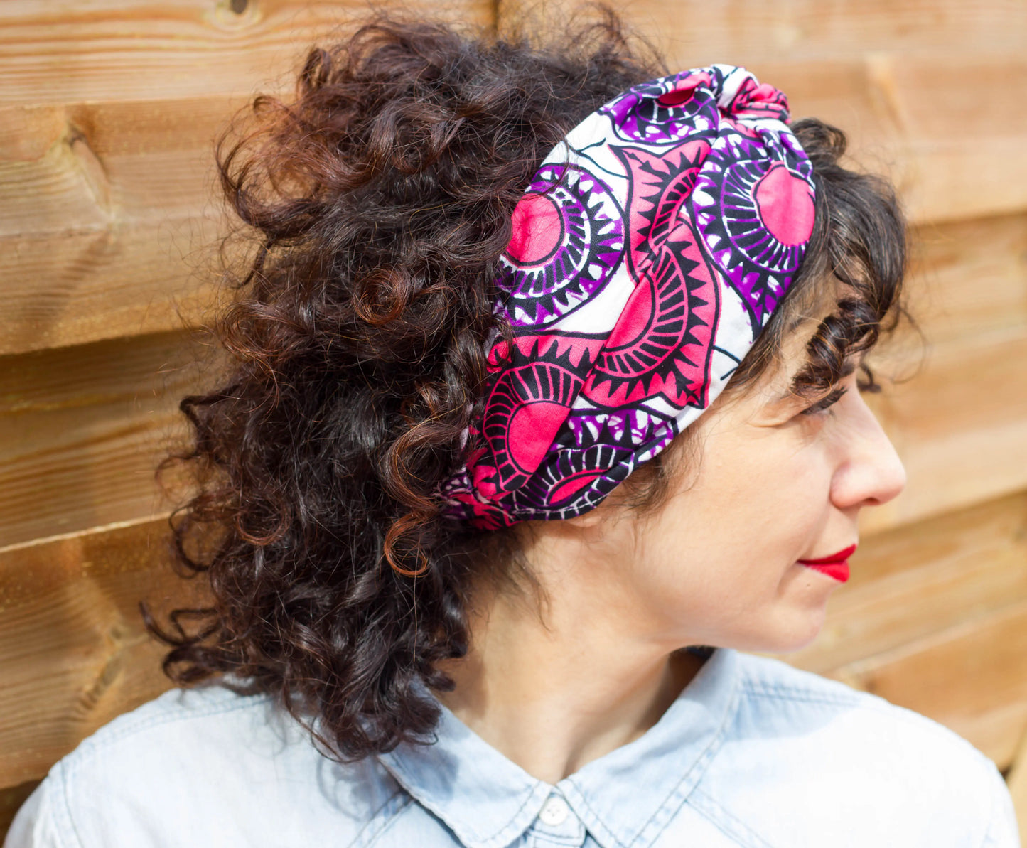 Turbante rosa de algodón una capa ajustable a todas las tallas - KHAMALI