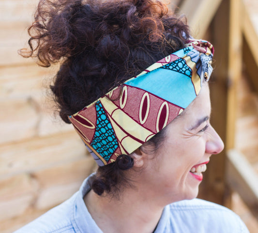 Cinta diadema plateada y turquesa - KHAMALI