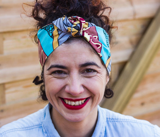 Cinta diadema plateada y turquesa - KHAMALI