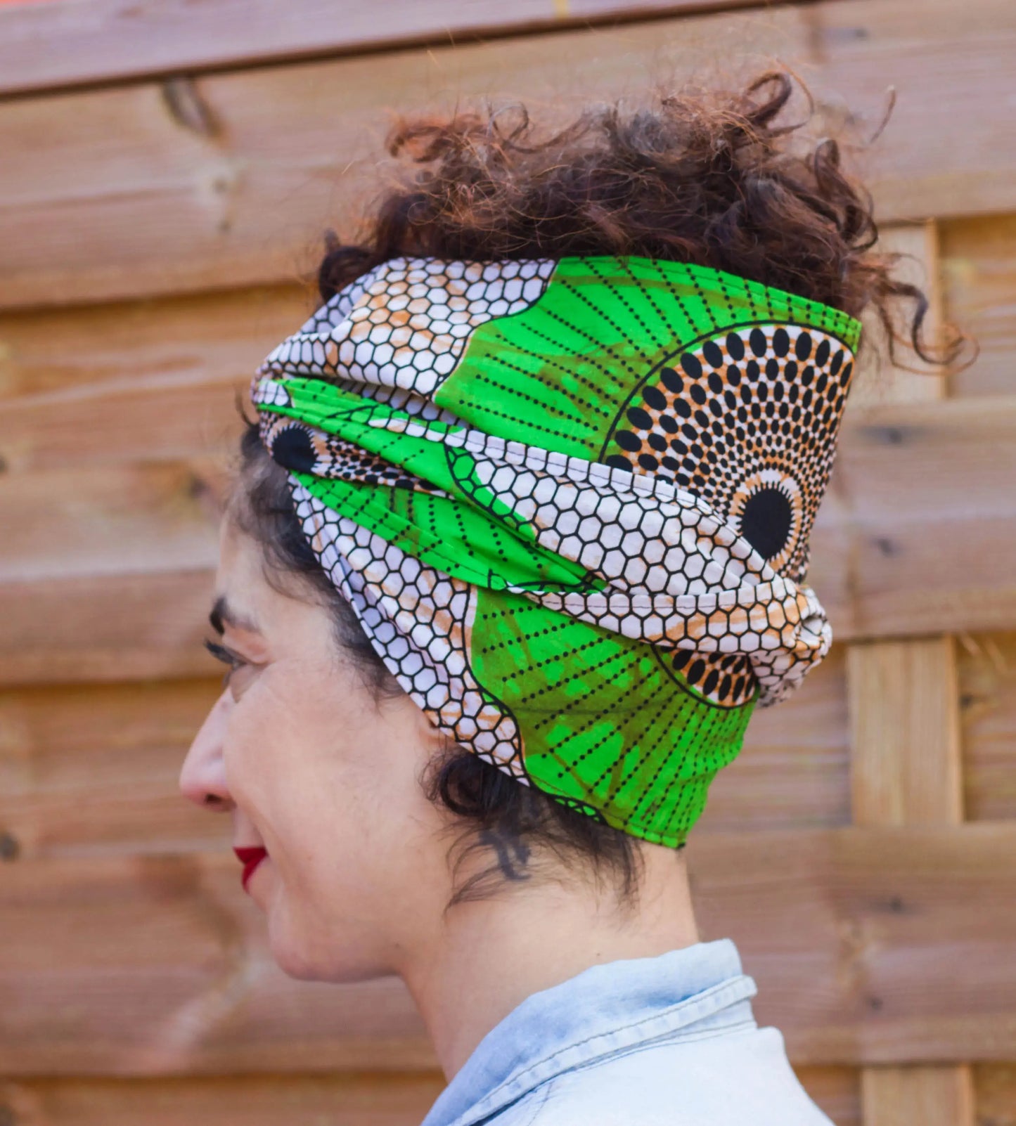 Pañuelo cinta ancha afro de algodón con tela de colmena - KHAMALI