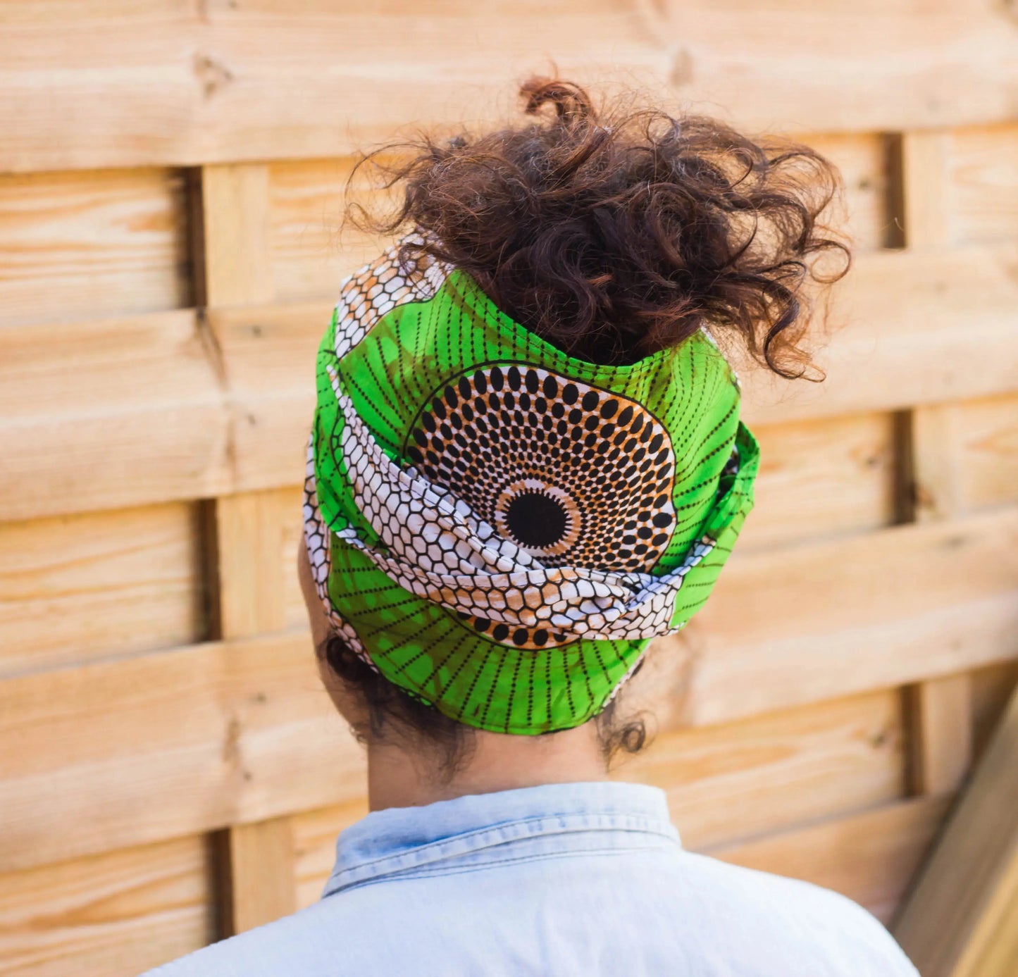 Pañuelo cinta ancha afro de algodón con tela de colmena - KHAMALI