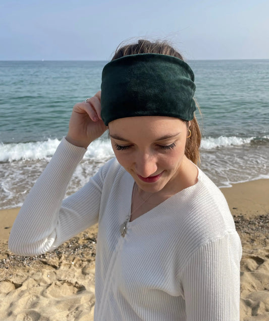 Cinta suave del pelo de terciopelo verde - KHAMALI