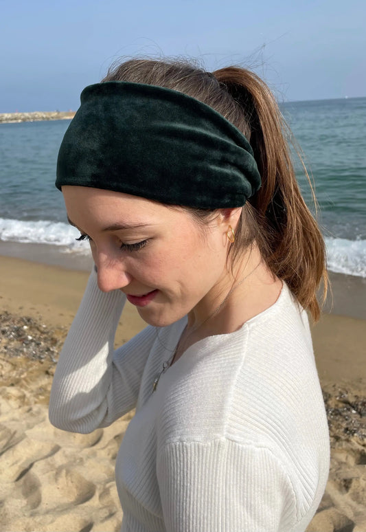 Cinta suave del pelo de terciopelo verde - KHAMALI