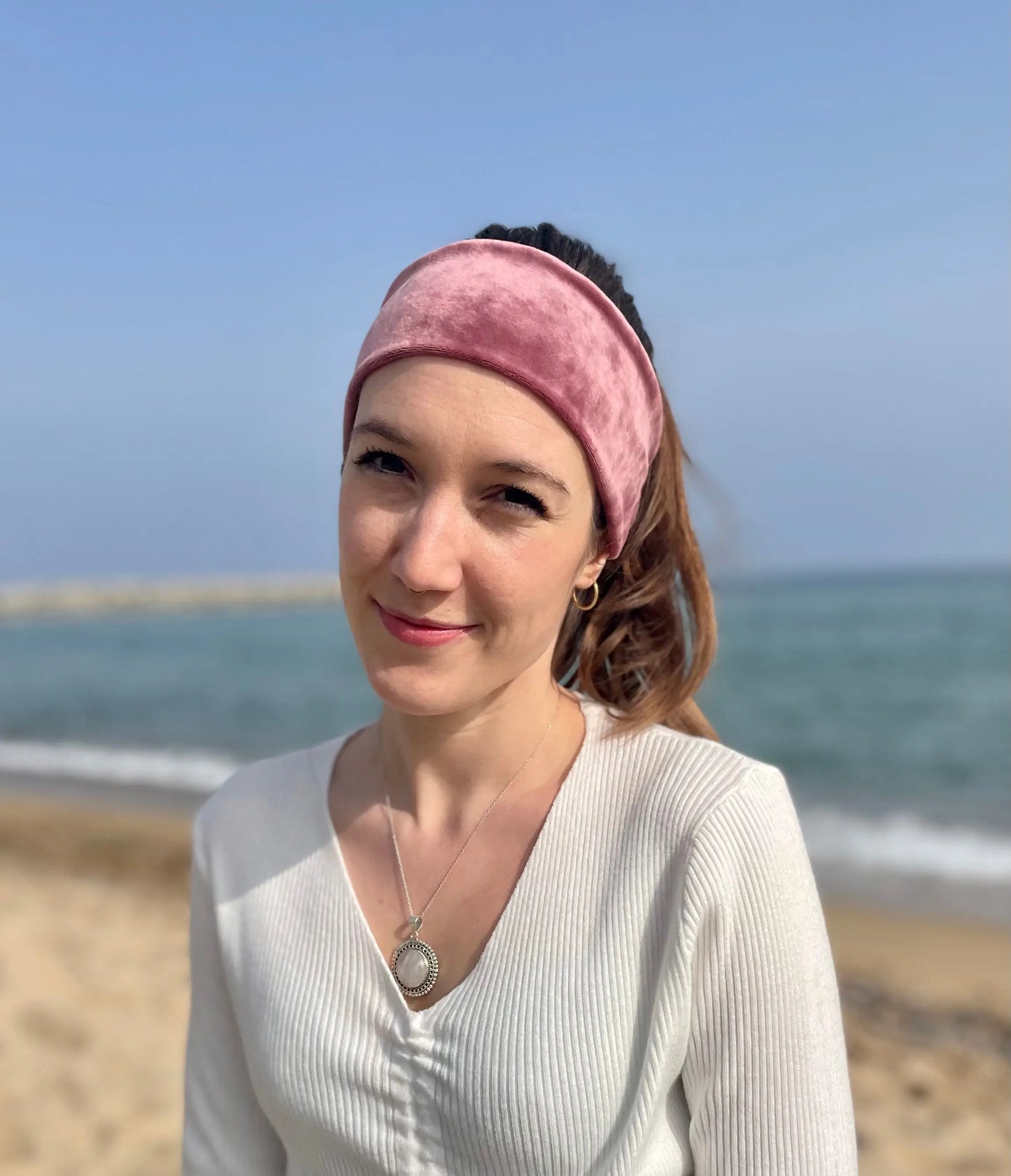Cinta suave de terciopelo rosa - KHAMALI