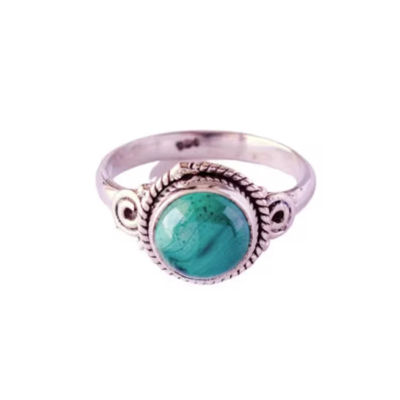 Anillo boho plata 925 con piedra natural KHAMALI