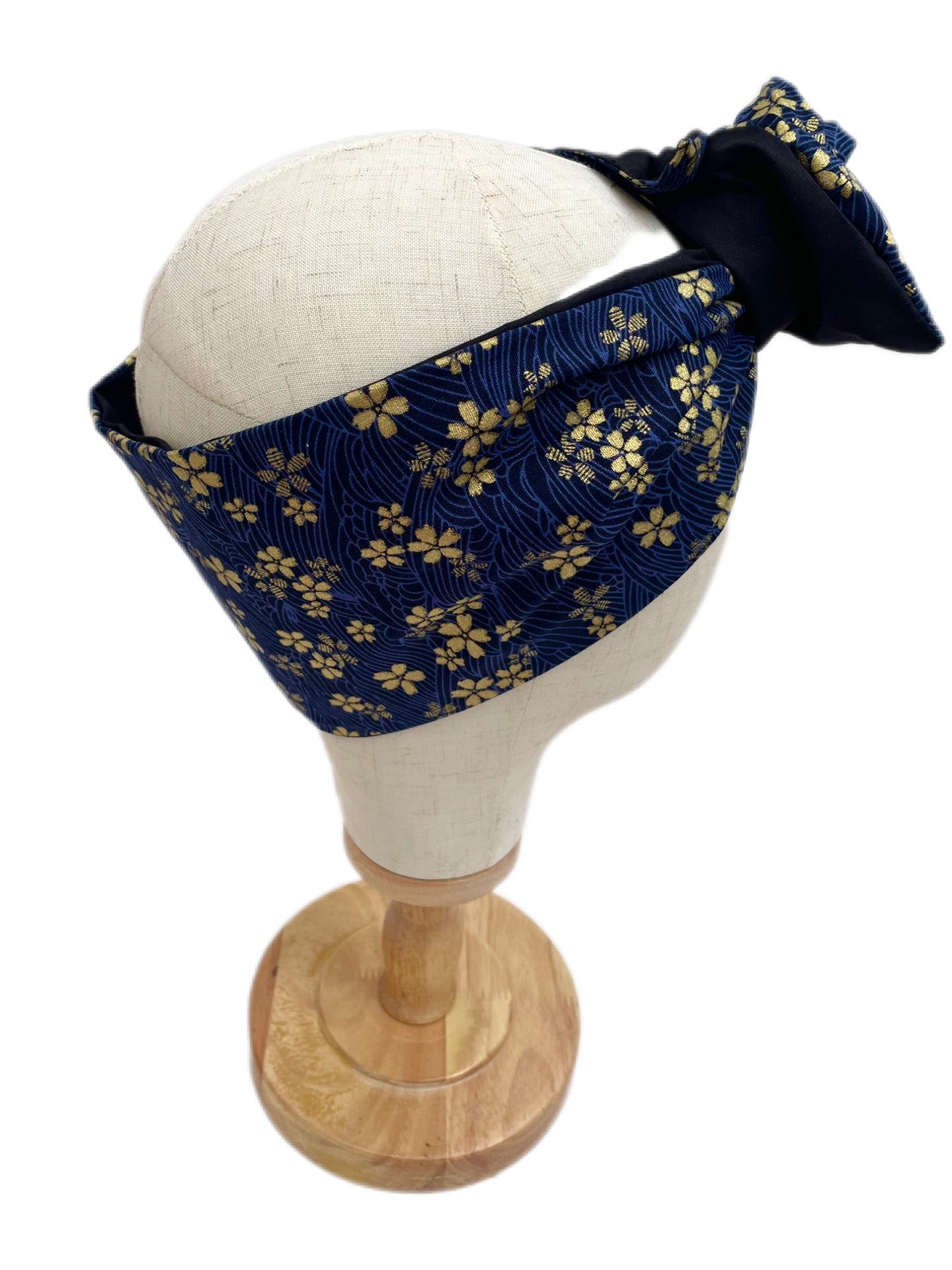 Cinta con alambre tela japonesa azul y dorado