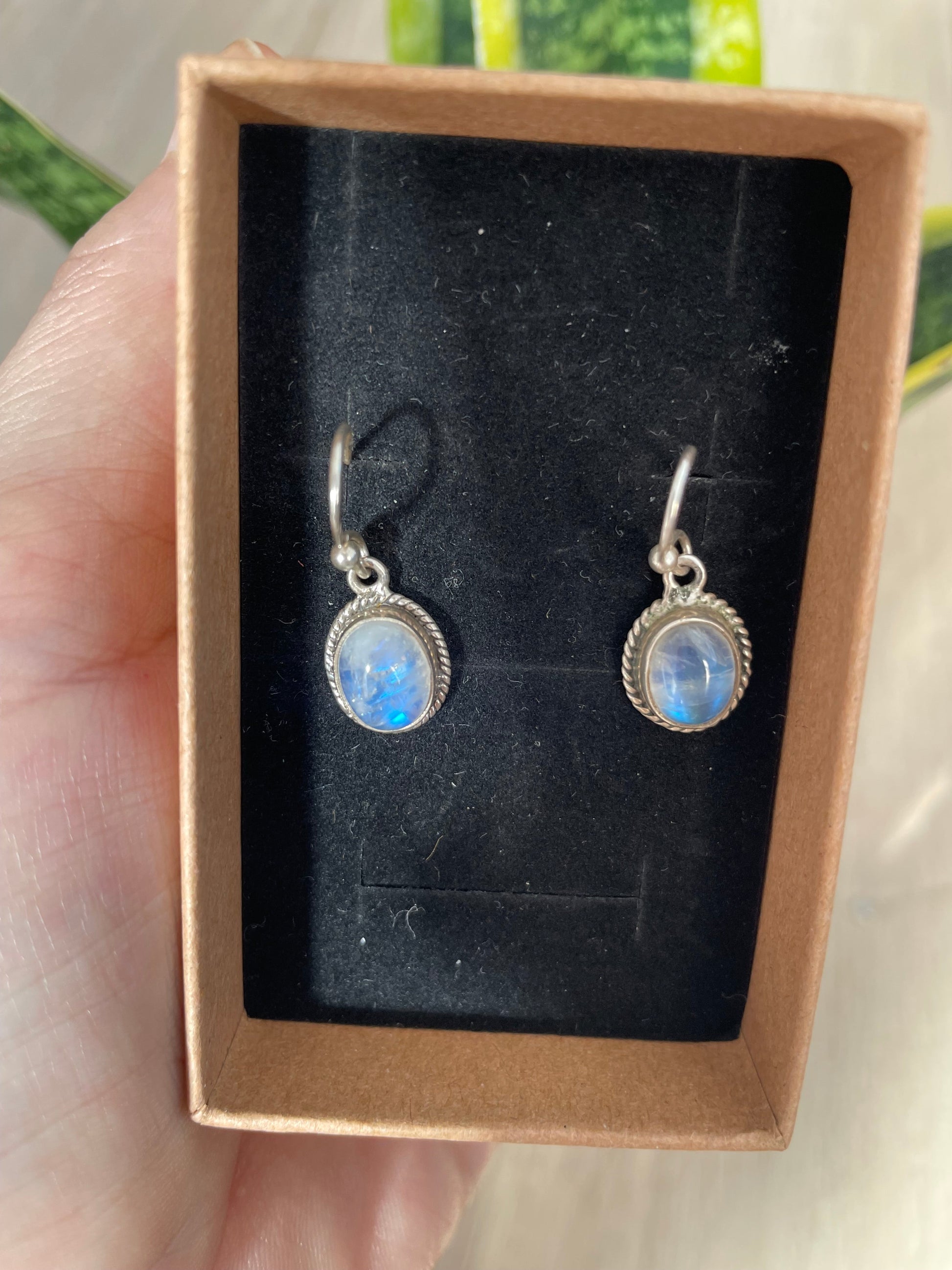 Pendientes de plata 925 con piedra luna natural KHAMALI