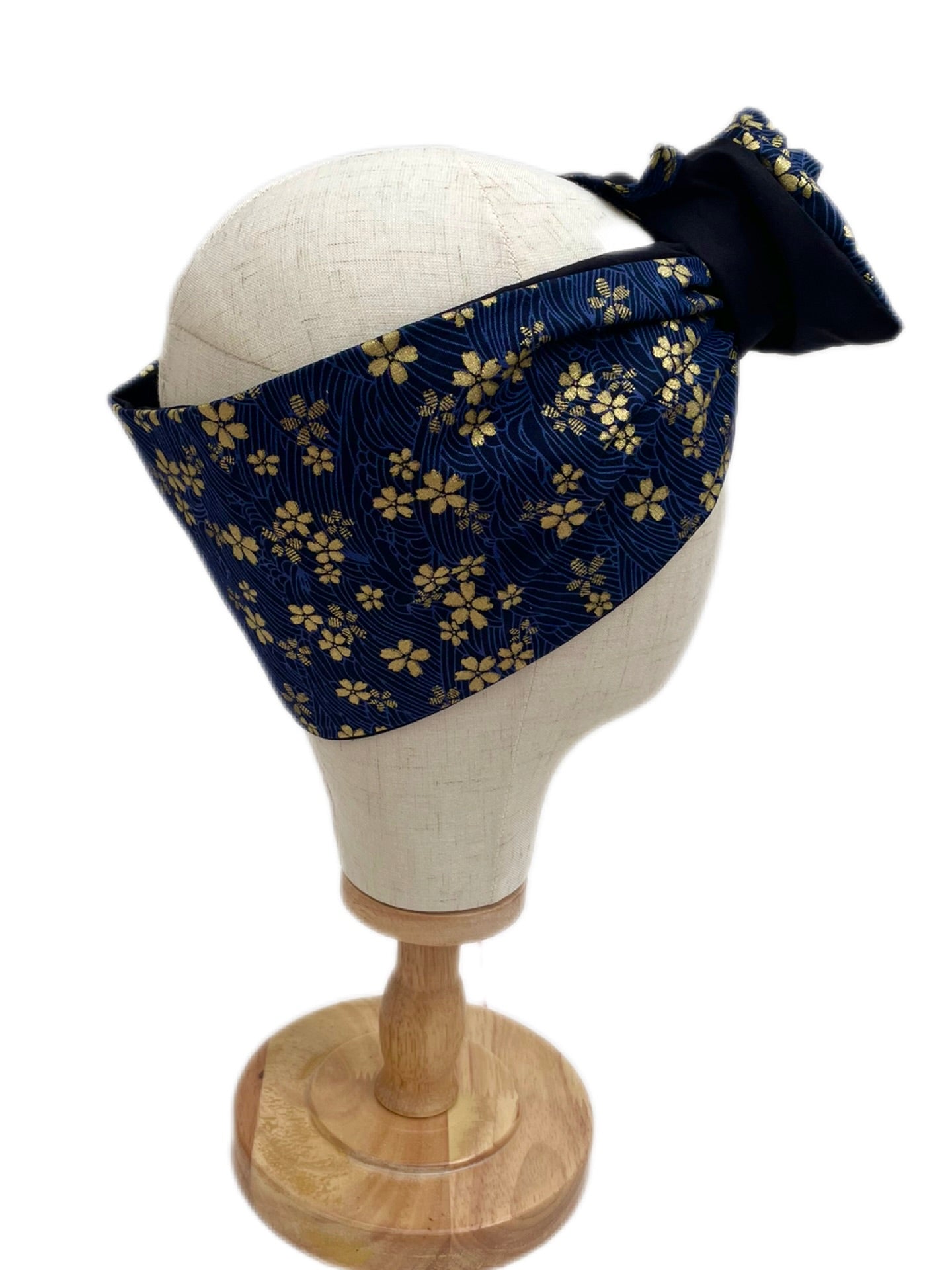 Cinta con alambre tela japonesa azul y dorado