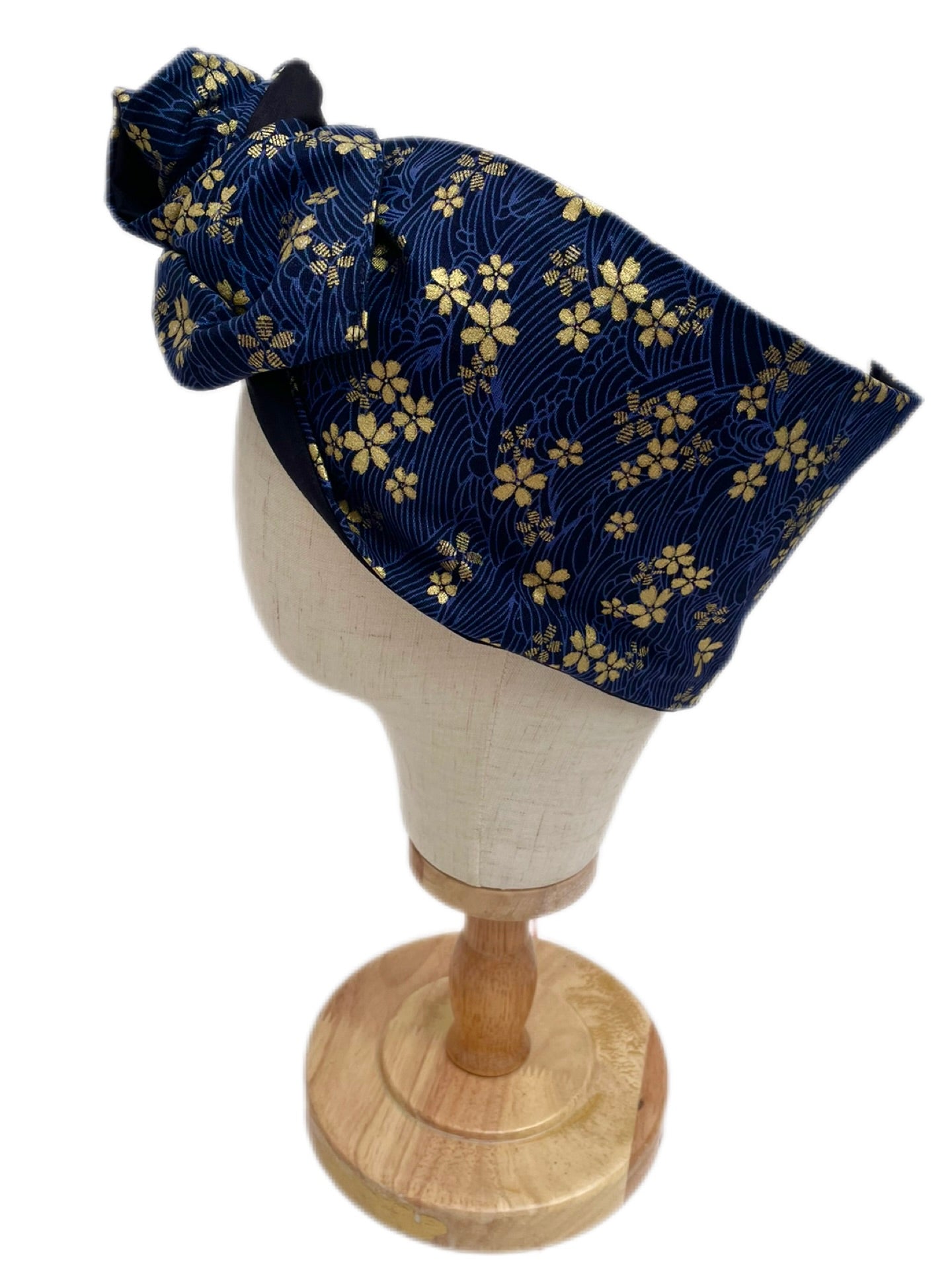 Cinta con alambre tela japonesa azul y dorado