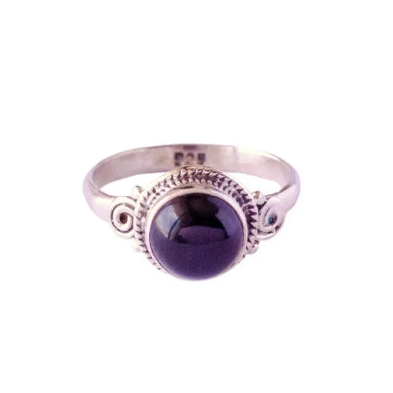 Anillo boho plata 925 con piedra natural KHAMALI