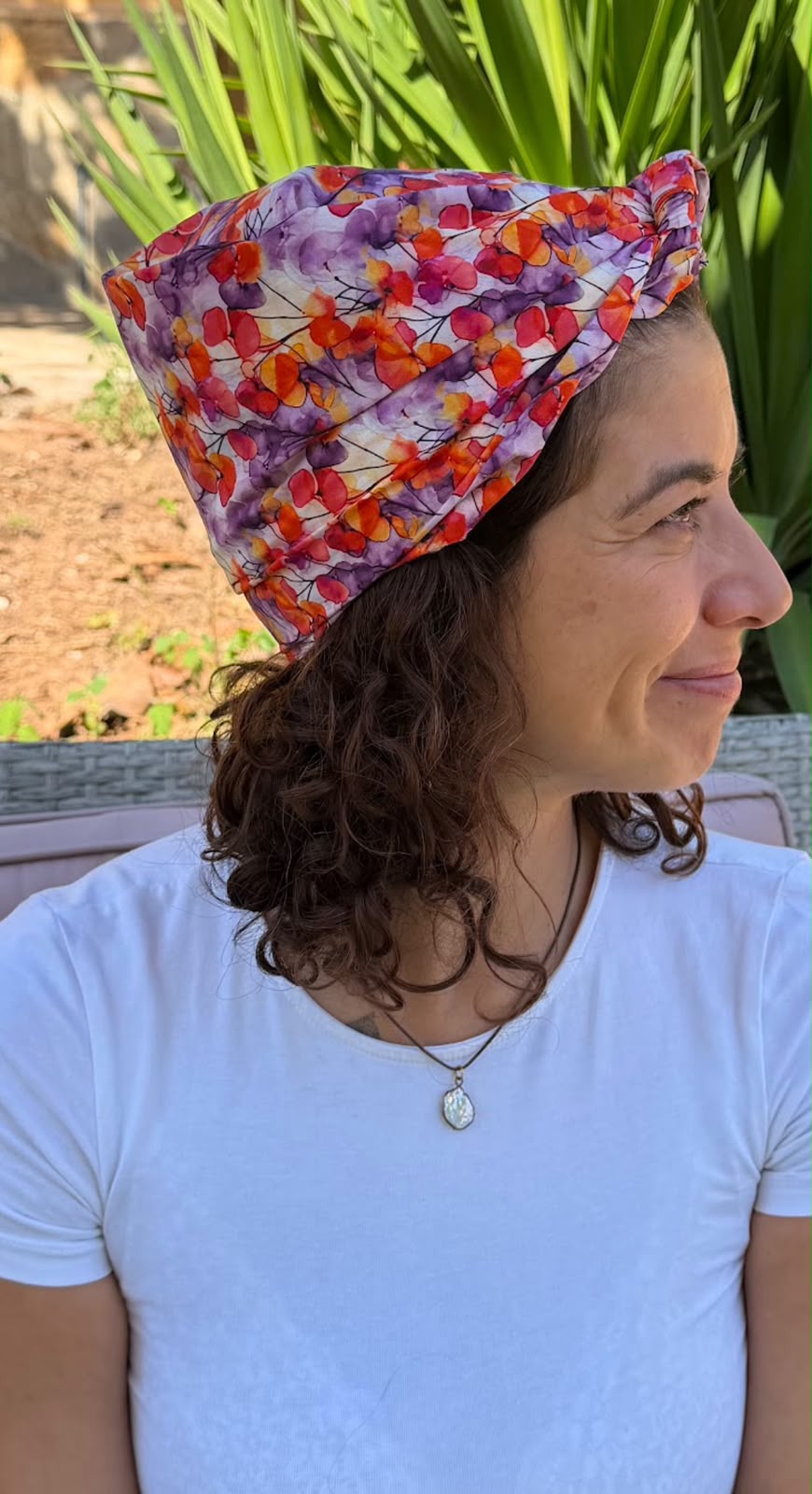 Turbante Integral BOHEME Floral Acuarela Naranja