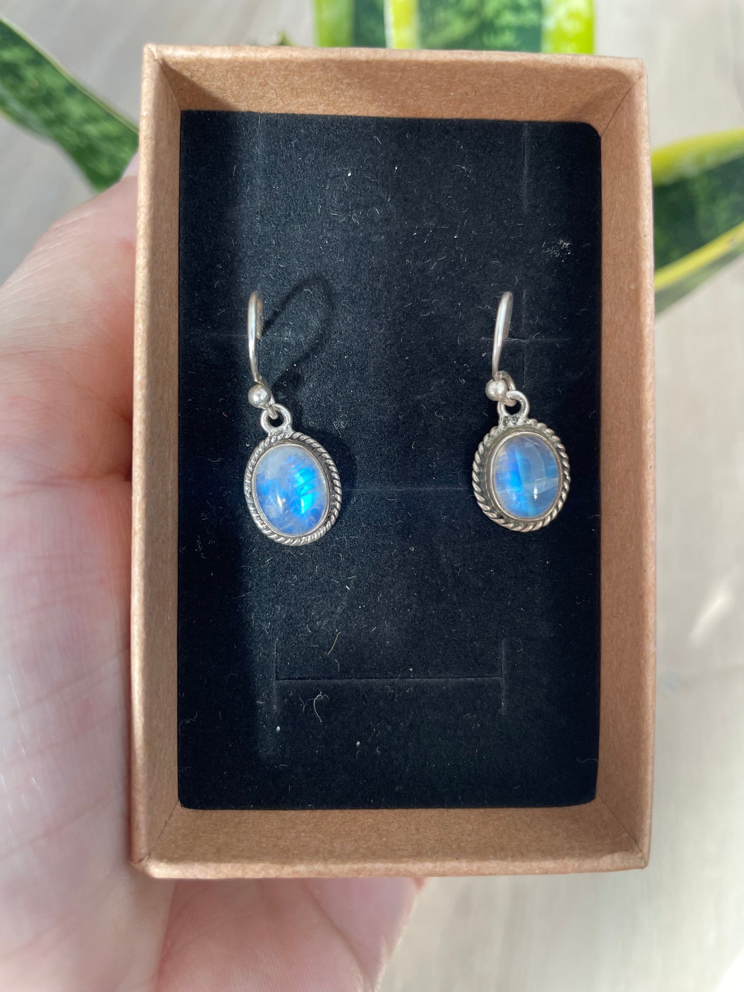 Pendientes de plata 925 con piedra luna natural KHAMALI