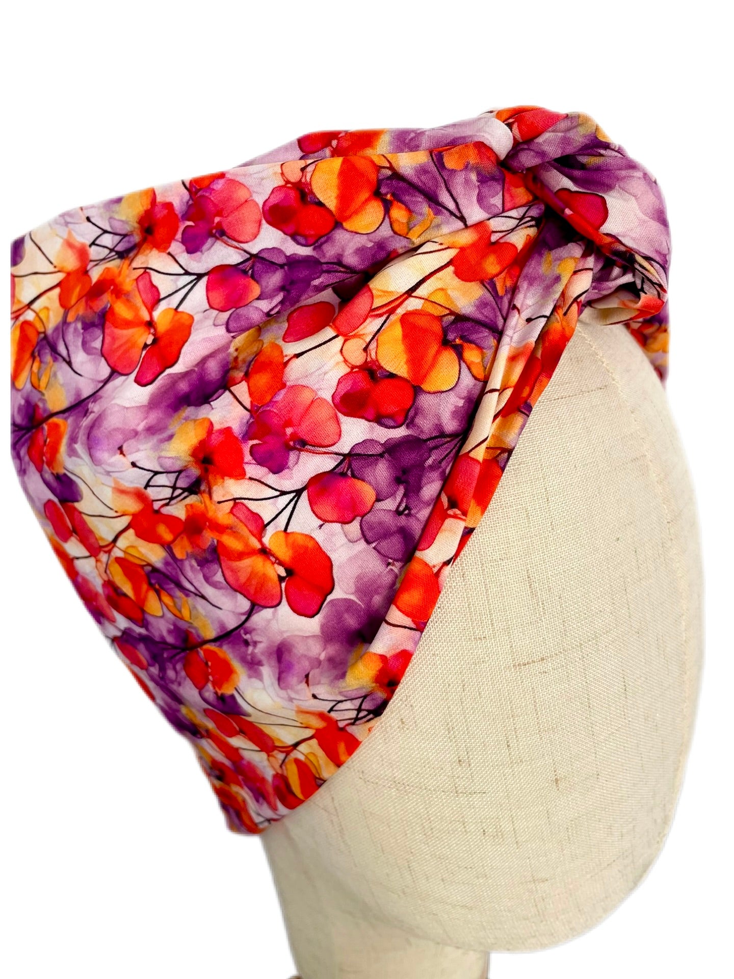 Turbante Completo Boheme Floral Naranja