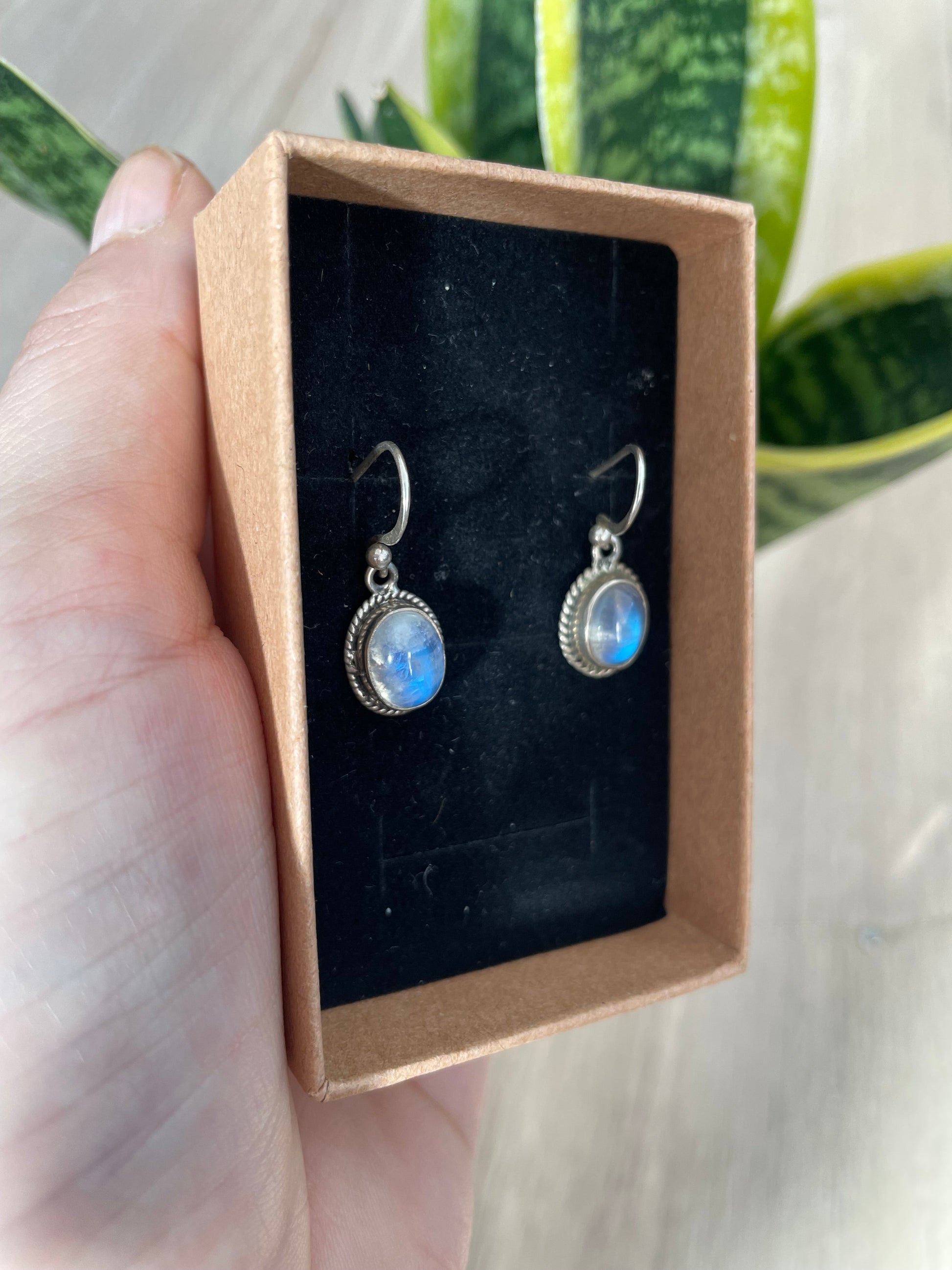 Pendientes de plata 925 con piedra luna natural KHAMALI